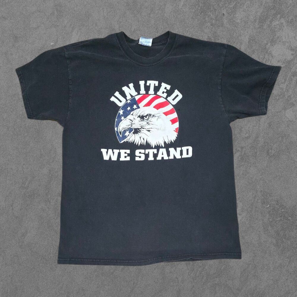 Vintage United We Stand Eagle Patriotic Shirt Large Faded